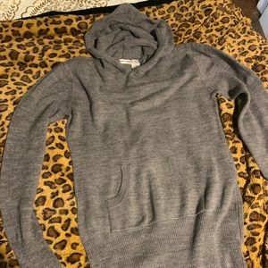 Grey hooded sweater with front pocket